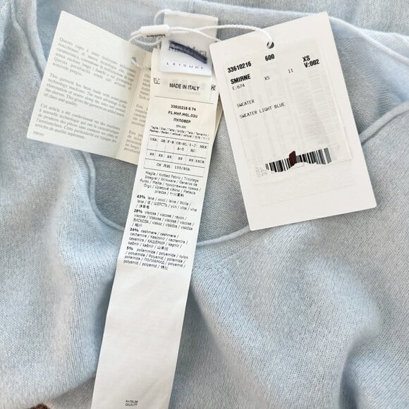 Max Mara Light Blue Smirne Sweater Lightweight Cashmere Wool Blend NWT New XS - Picture 7 of 7